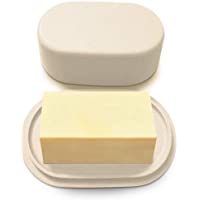 Plato de mantequilla de bambú crema moderno con tapa - Apto para lavavajillas - Perfectamente dimensionado para…